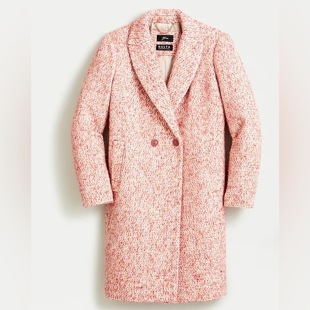 J. Crew Nalya Italian Tweed Button Front Lady Coat Daphne peach size 6 - Picture 1 of 11